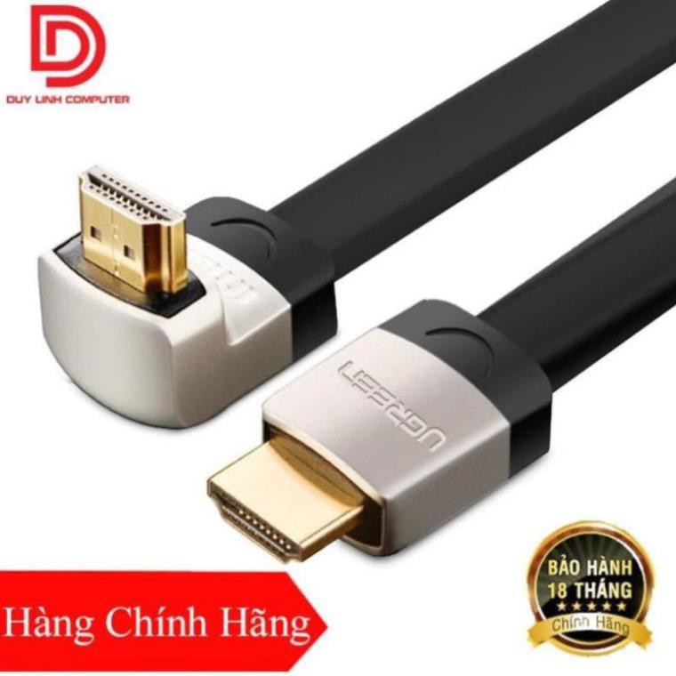 Cáp HDMI 2M dẹt nghiêng góc 90 độ chính hãng Ugreen 10279 hỗ trợ 3D 4K