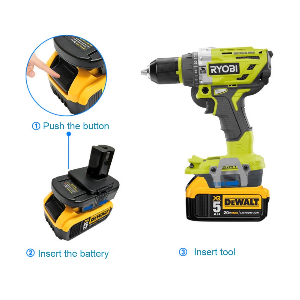 Bộ chuyển đổi pin cho pin lithium Dewalt/Milwaukee 18V 20V sang dụng cụ điện Ryobi 18V Cho Ryobi P108 P1055 P108 P105