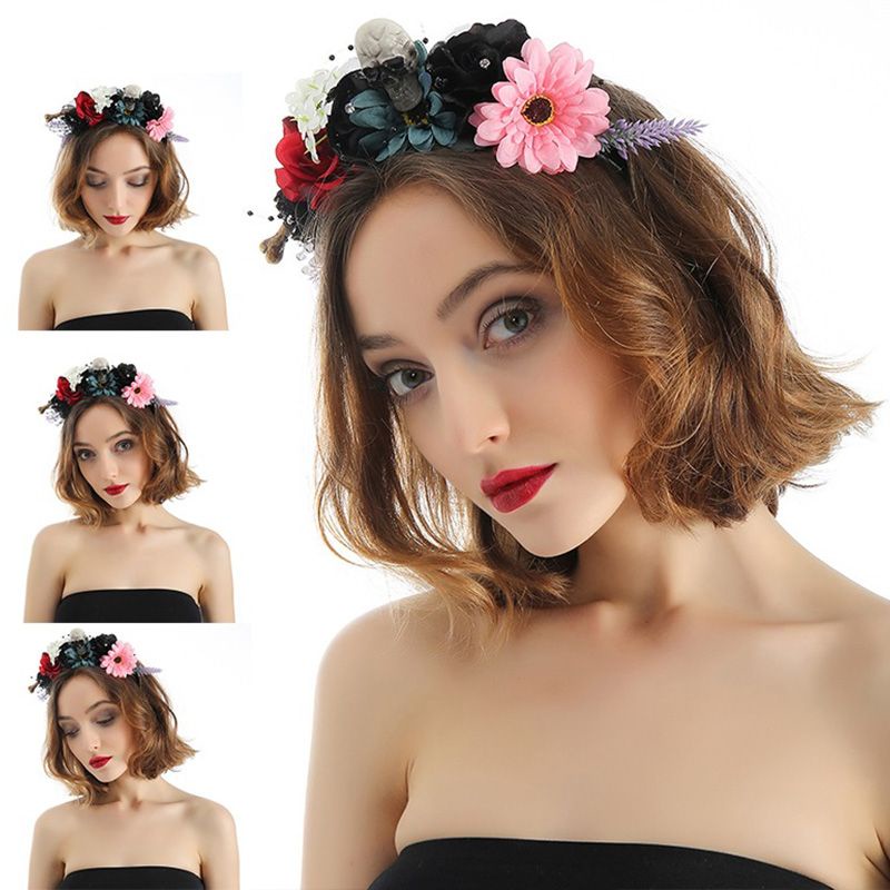 Flgo Băng Đô Hóa Trang Halloween Hình Bộ Xương Đầu Lâu Kinh Dị Nhiều Màu Sắc