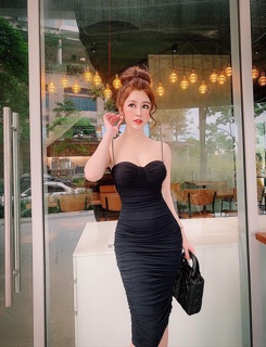 Đầm body cúp nhúng 2 dây