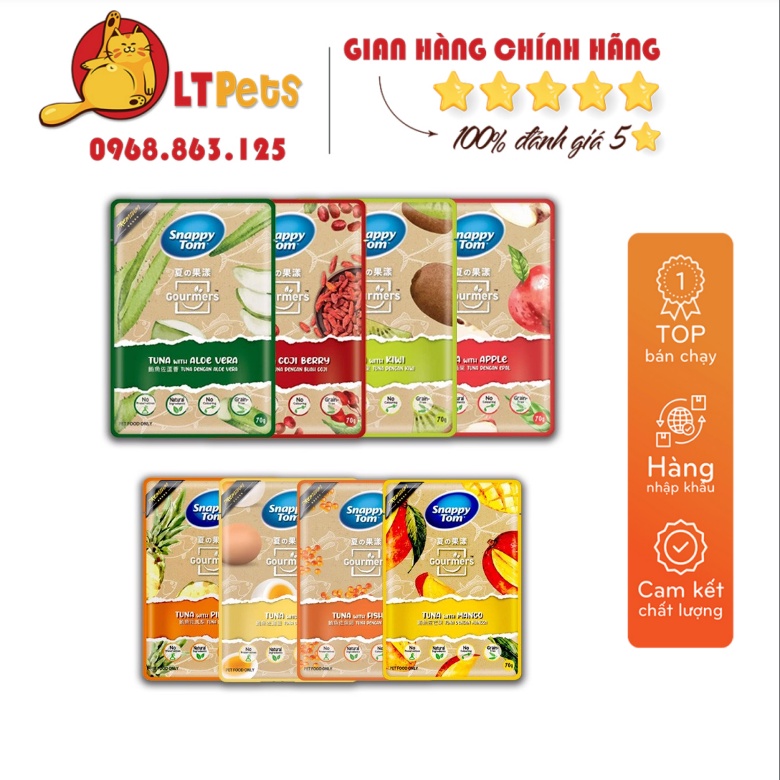 Pate cho mèo Snappy Tom Goumers 70g đại tiệc trái cây cao cấp thơm ngon