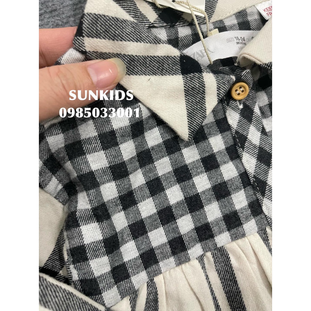 Áo váy sơ mi bé gái Babydoll kẻ caro