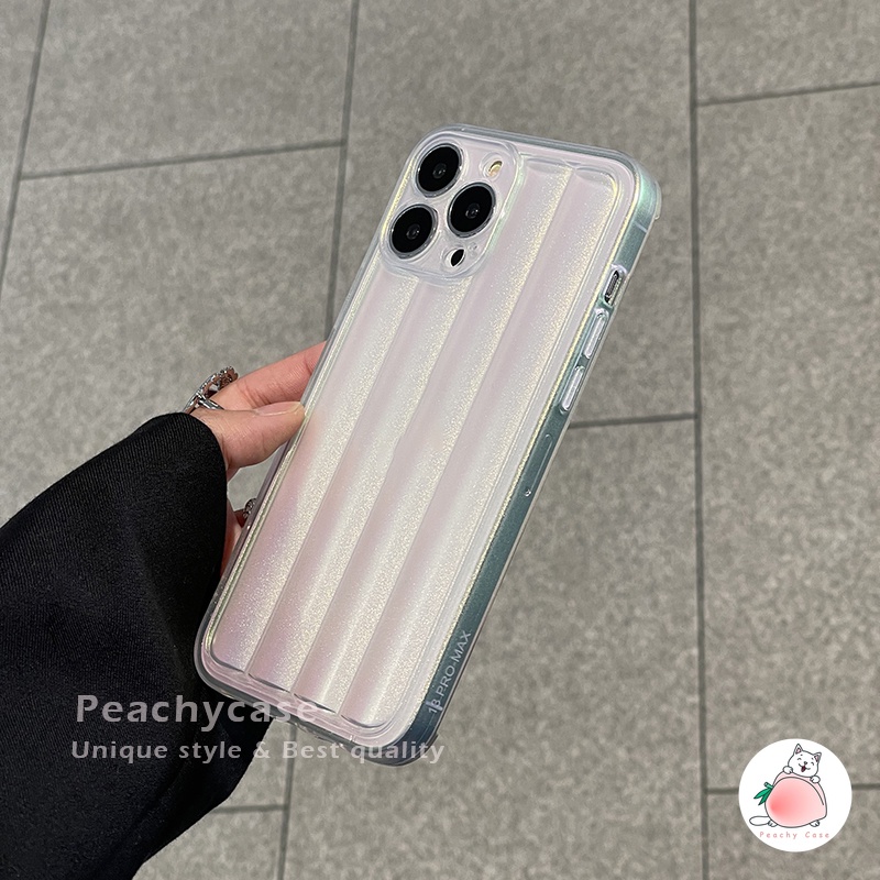 Ốp Điện Thoại TPU Mềm Nhám Trong Suốt Họa Tiết Sọc Laser Trắng Cho iPhone 14 13 12 Pro Max 11 Xr Xs Max X 7 8 Plus 13Mini