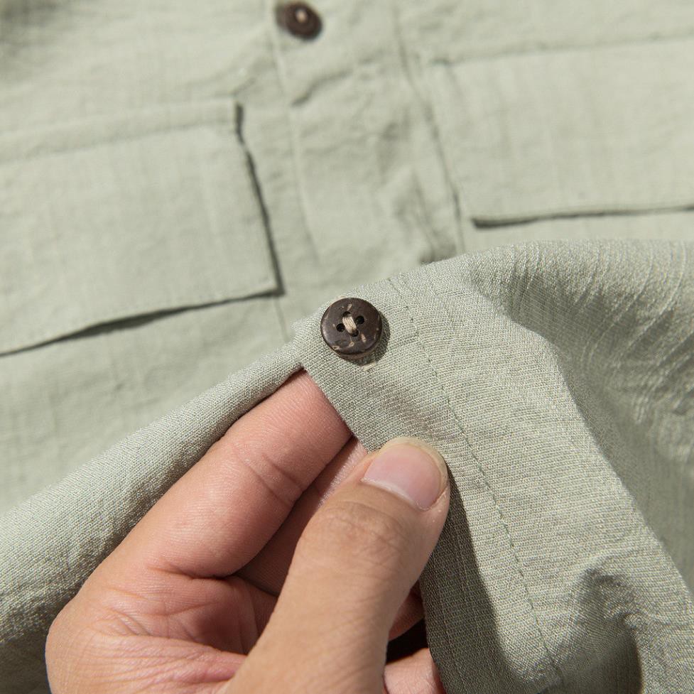 Áo Đũi Nam Cổ Bẻ Áo Sơ Mi Đũi Có Cổ Cộc Tay Túi Hộp | BigBuy360 - bigbuy360.vn