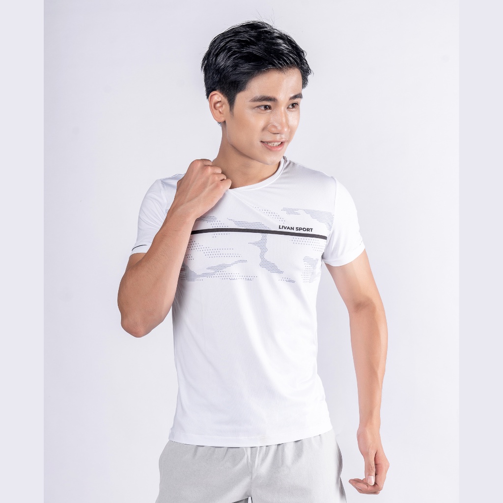 Áo T-shirt Nam Livan Sport FIT One Màu Trắng Co Giãn Thoáng Khí