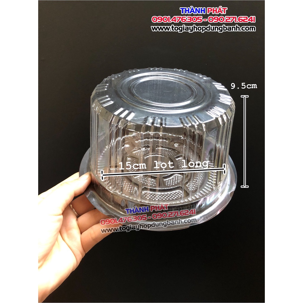 50c Hộp A016 đế đen đựng bánh bao đào tiên, bông lan trứng muối, bánh kem 15cm