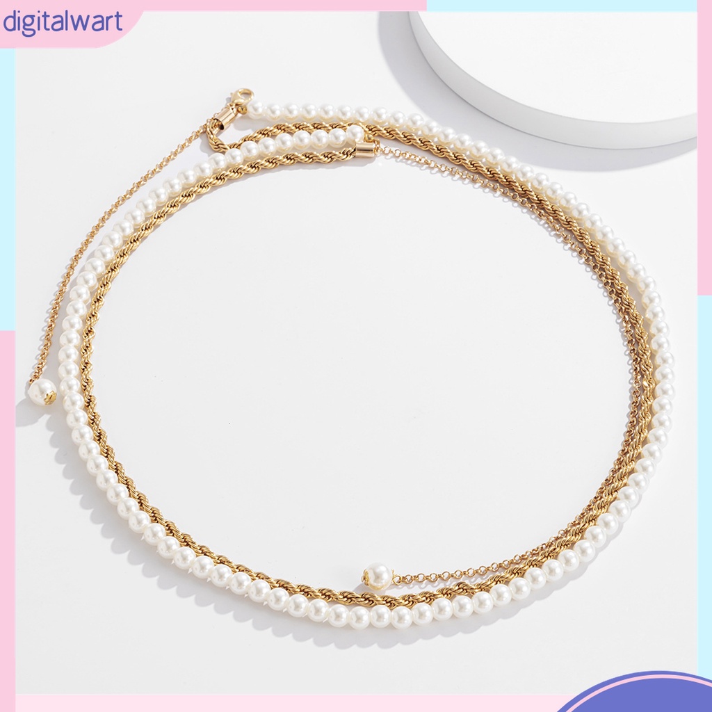 {digitalwart} Chuỗi Đeo Hông Đính Ngọc Trai Trắng Tinh Tế Cổ Điển Dễ Phối Đồ Đi Tiệc Tinh Tế Đẹp Mắt