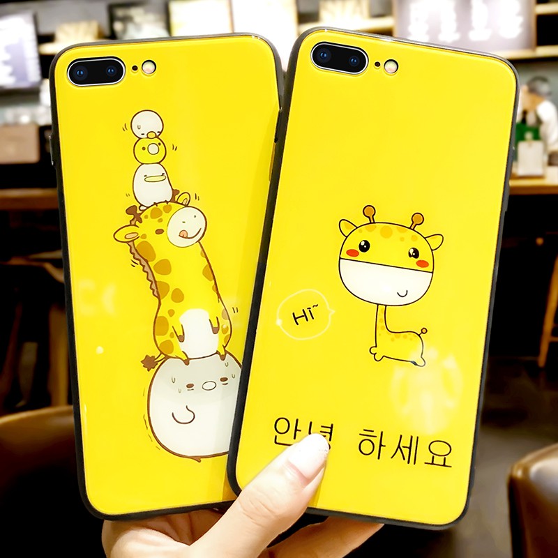 [ IPHONE ] Ốp Lưng Kính Cường Lực Giraffe - A061