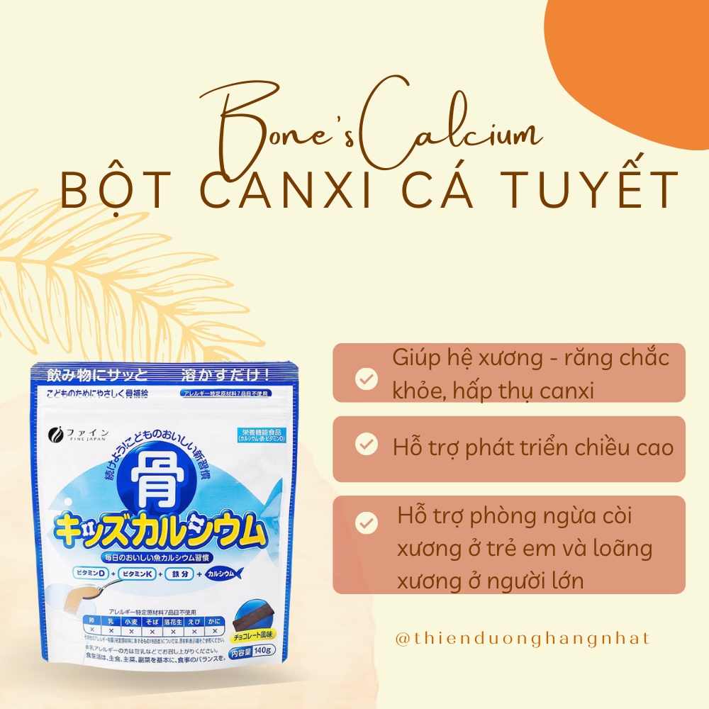 Bột canxi cá tuyết tăng chiều cao cho bé túi 140g bổ sung canxi xương cá tuyết Nhật Bản (Date T10/2024)