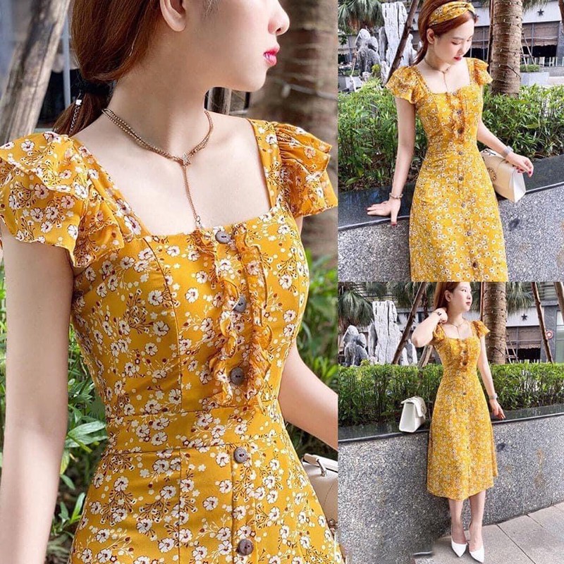 Đầm Voan Hoa Cánh Tiên Xếp Bèo Kèm Băng Đô - Thời Trang Dressery Store