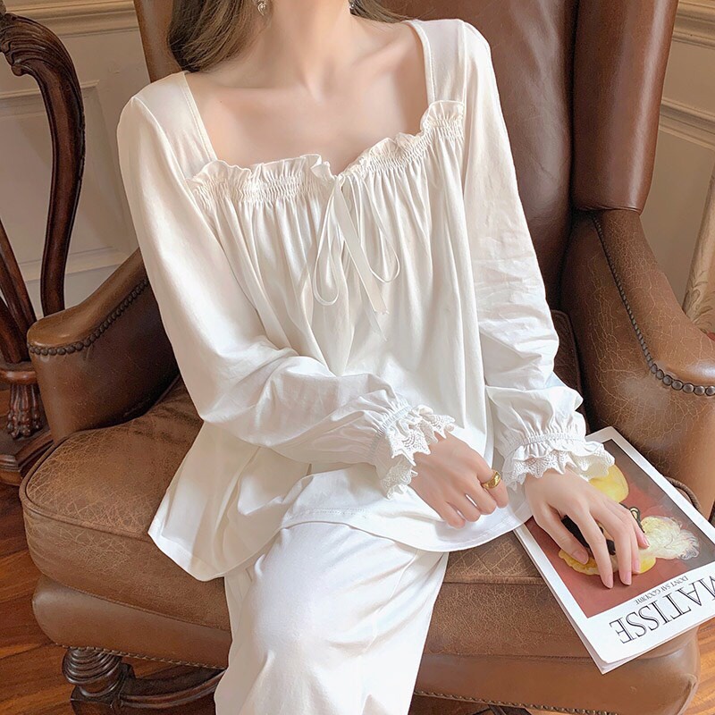 Bộ đồ ngủ nữ THANH LÝ Bộ ngủ nữ -cotton giấy dài tay mặc nhà cute  BN2