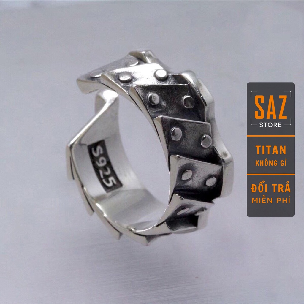 Nhẫn nam nữ tròn Unisex màu bạc Thời trang SAZ chất liệu Titan đẹp đơn giản - Nhẫn Boder Ring