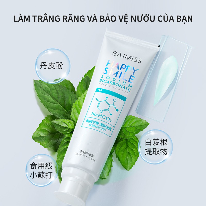 Kem Đánh Răng Soda BAIMISS 120g Cho Hơi Thở Thơm Mát Và Hàm Răng Trắng Sáng