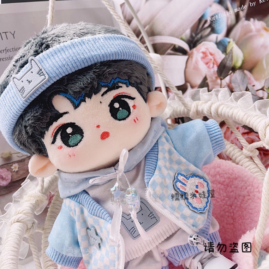 Spot 20cm baby blue ocean suit headscarf cool cover boyfriend Feng Shuai 20cm star doll fat body