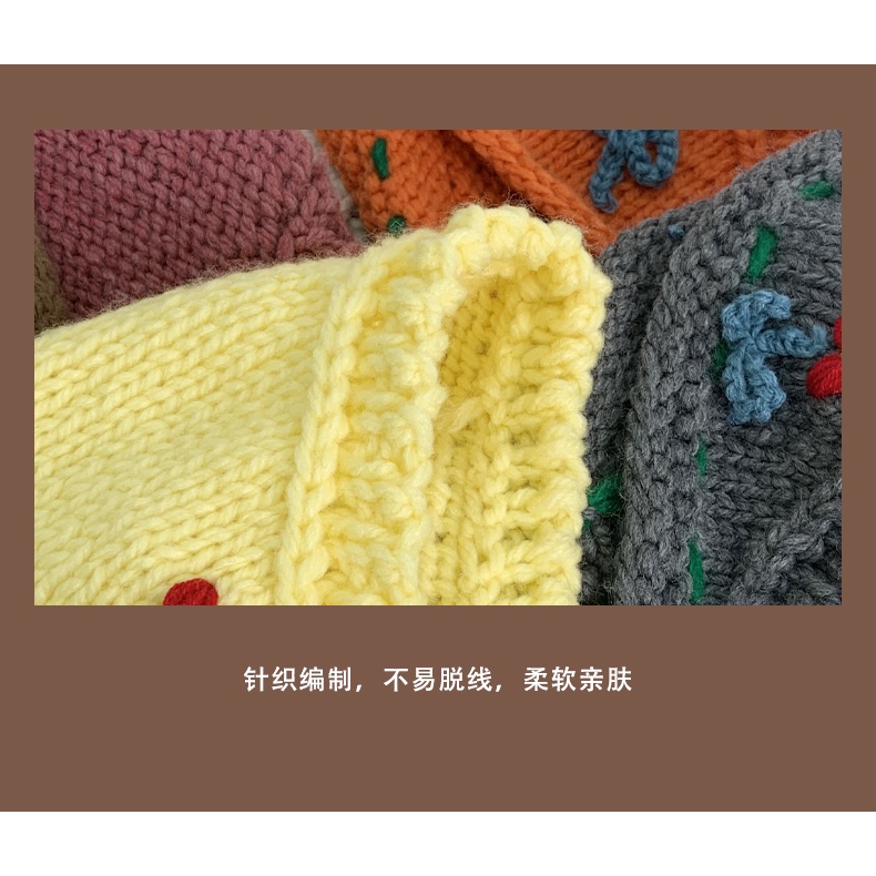 Mũ đan len thủ công cột dây cho nữ