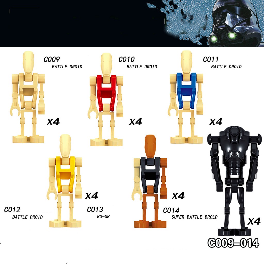 COMBO 4 Minifigures Star Wars Robot Battle Droi Chiến Tranh Giữa các vì sao C009-014