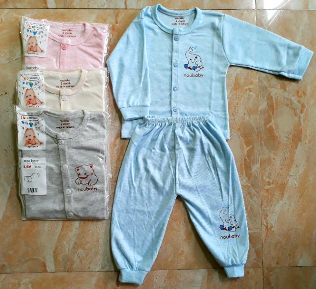 Xả nốt Bộ nỉ dài tay cúc giữa và cúc thẳng Noubaby cho bé trai/ bé gái