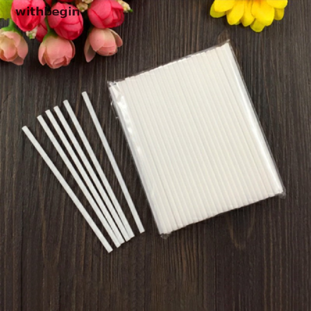 Set 100 Que Nhựa Làm Kẹo Mút Ống Màu Trắng