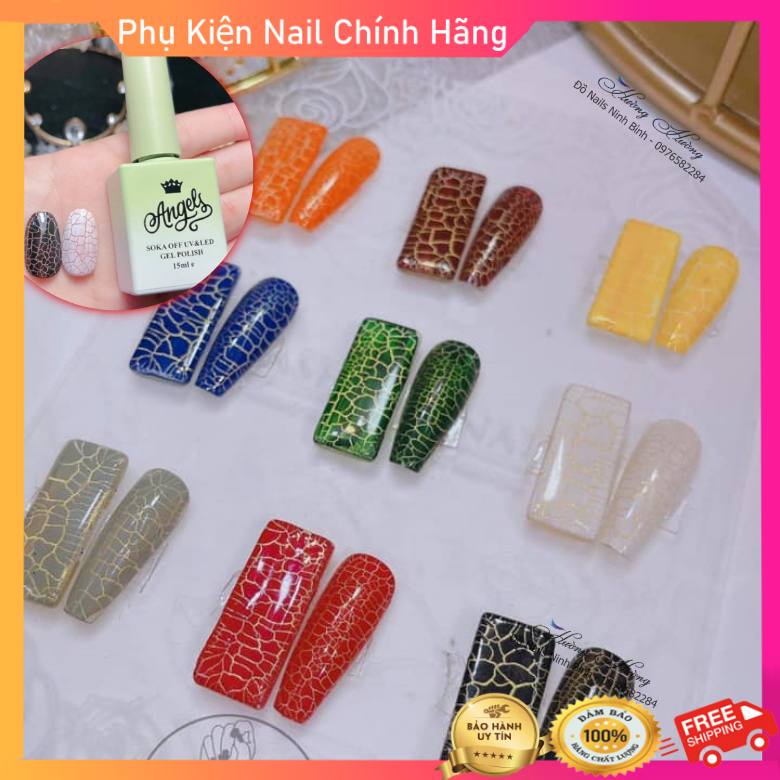 [Bán lẻ] Sơn nứt, Set sơn gel 9 màu, Sơn nứt trắng, đen, chai angle xanh 15ml hot 2021