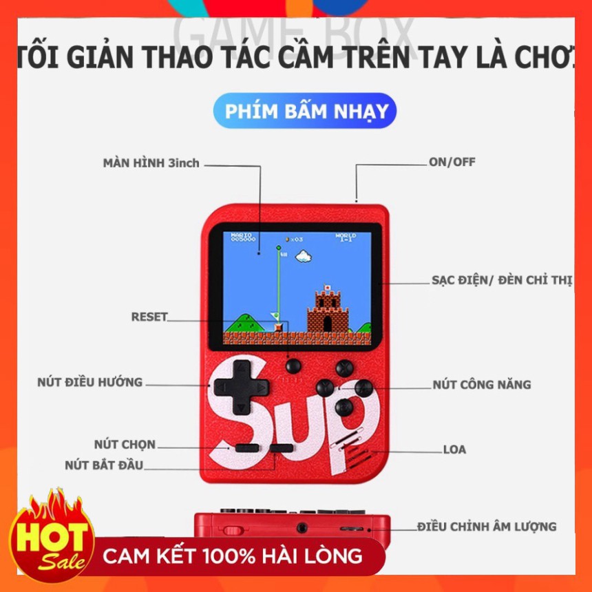 Máy Chơi Game SUP400 Cầm Tay G1 Plus - HƠN 400 TRÒ CHƠI(kèm tay cầm 2 người chơi)