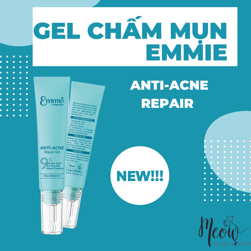 Gel chấm mụn cấp tốc 3 tác động Anti Acne Repair Gel Emmie By HappySkin 12ml