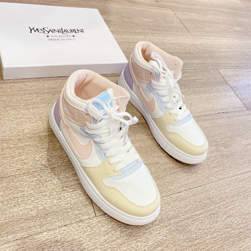 Giày bata thể thao Sneaker thời trang Ulzzang hàng Quảng Châu cao cấp cổ cao đế bánh mì phối màu tím xám hồng