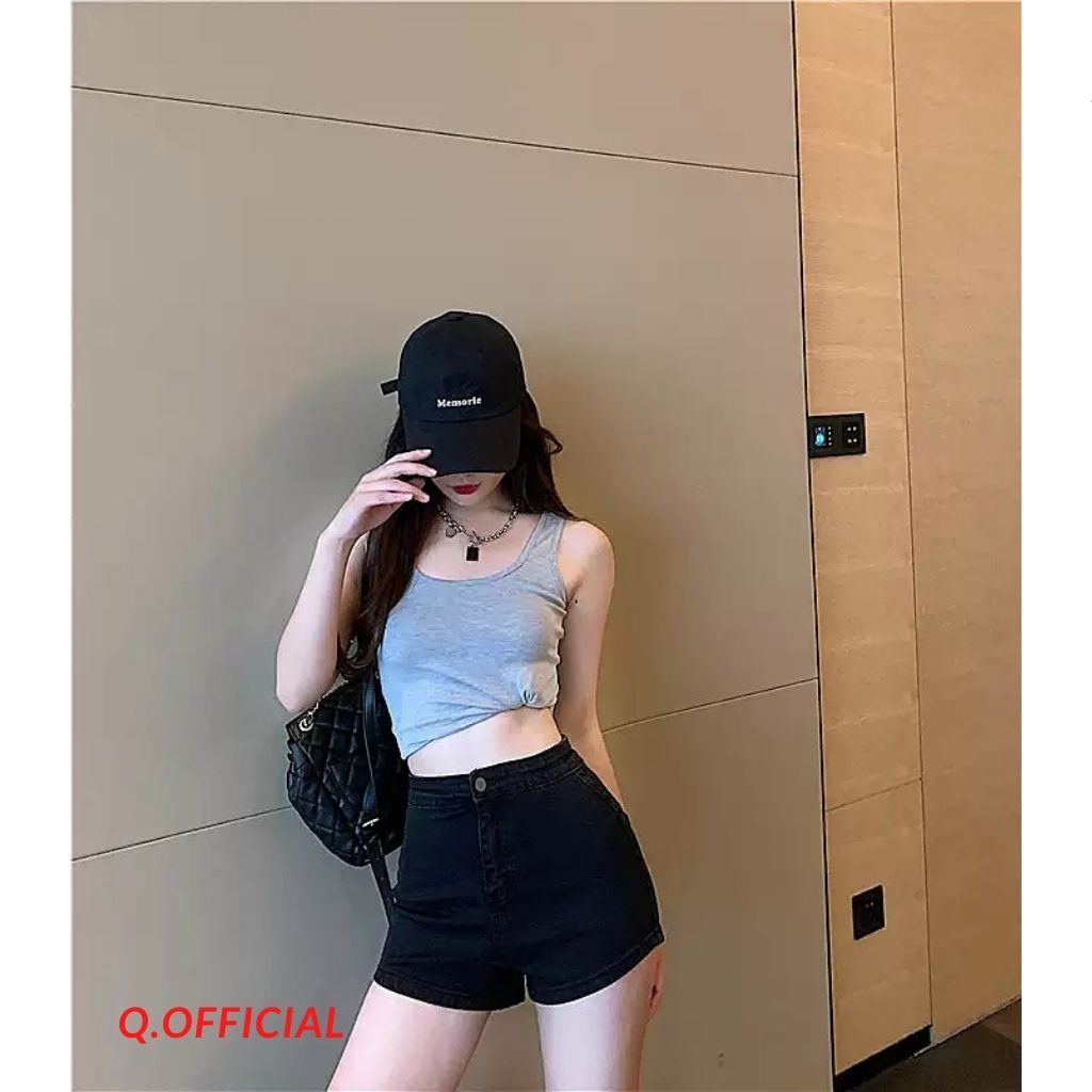 Quần Short Nữ Jean Giấy cạp Cao Khóa Trước Q.official