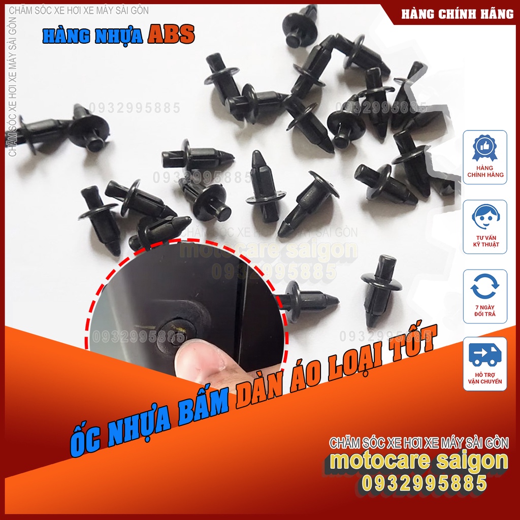 [GIÁ SỈ 500 con ] Ốc bấm nhựa chốt nhựa gắn dàn áo 6li gắn xe máy Winner  Exciter Cbr Sonic.... chất liệu nhựa ABS