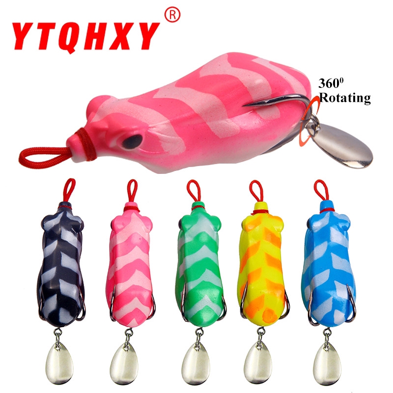 5Colors 6.5cm/12g Modified Sequined Frog Soft Bait Wobblers Topwater Anti-corrosion Swimbait 3D Eye Soft Frog Skin Double Hook Bionic Bait Sea Fishing Lure Outdoor Fishing Gear