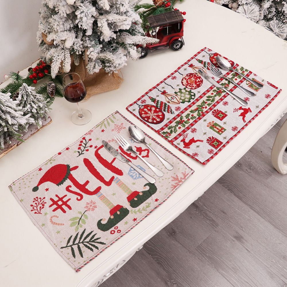 【FOR BIG SALE】Table Mat Runner Table Christmas Deer Cotton And Linen Embroidered Table