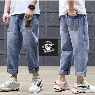 [BẢN LIMITED] Quần jean baggy nam nữ ống rộng logo lưng chun có khóa, gấu có khóa bấm đẹp 2020