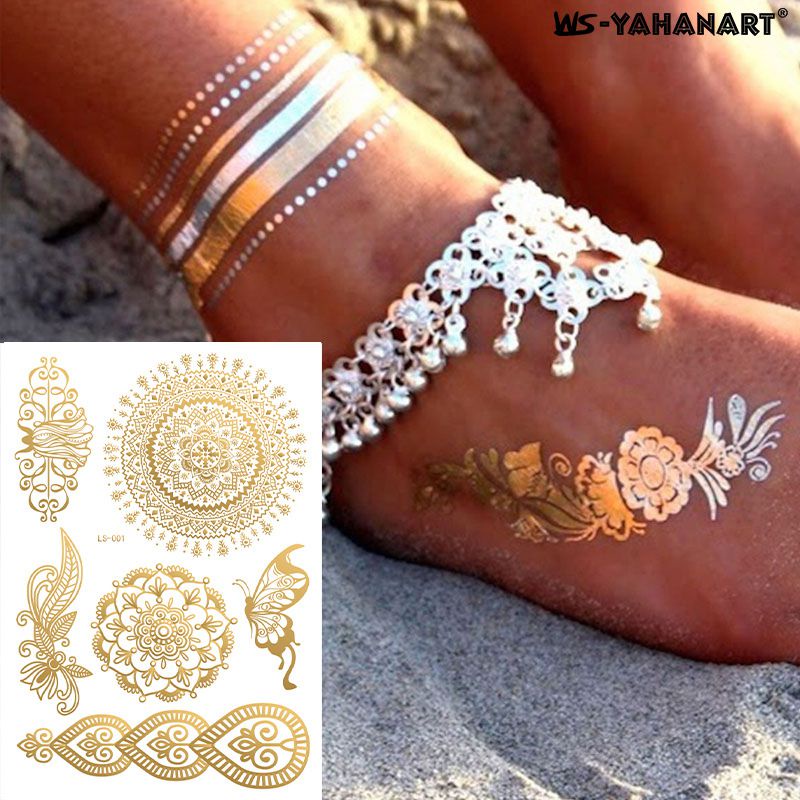 [CÓ SẴN] HÌNH XĂM HENNA ÁNH KIM NHŨ VÀNG PHONG CÁCH BOHEMIAN THỜI TRANG ĐI BIỂN MÙA HÈ CÁ TÍNH222HX008