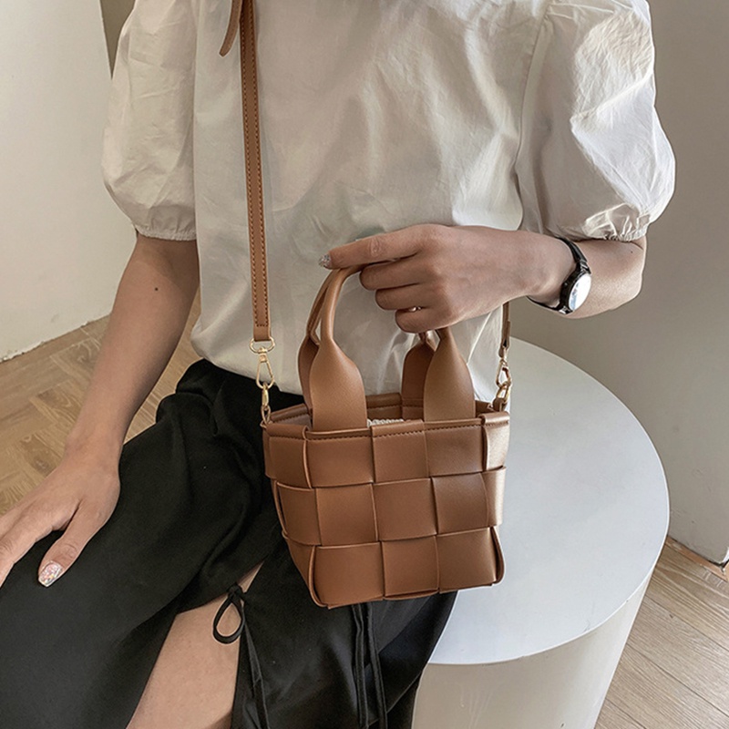 Túi đeo vai IELGY màu trơn kiểu đan có thể điều chỉnh dành cho nữ