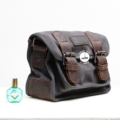 [CHỐNG NƯỚC] Túi đeo chéo hông nam Cavas phối Da thật chống thấm Vintage cao cấp Phong cách quân đội Workwear bag VNXK