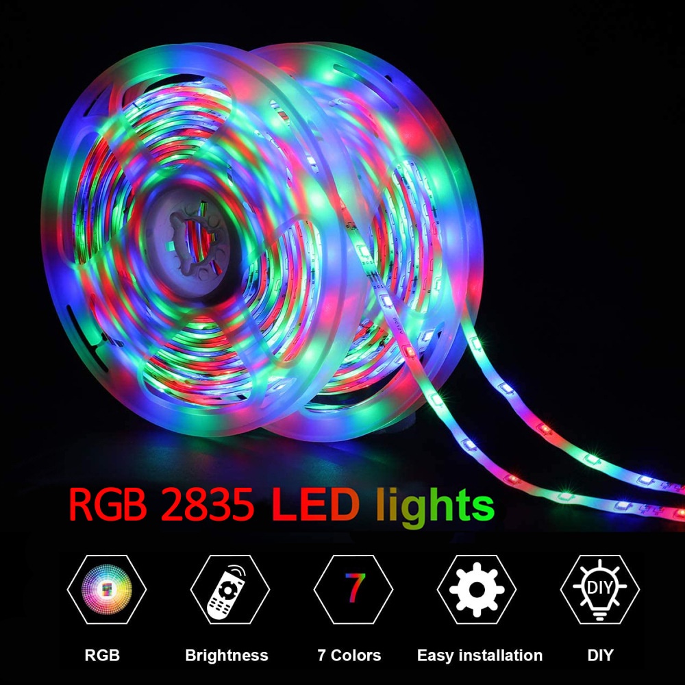 Bộ Đèn Led RGB 5M Dây Dán Đổi Nhiều Màu Có Điển Khiển Led 7 màu RGB quay tik tok giá rẻ