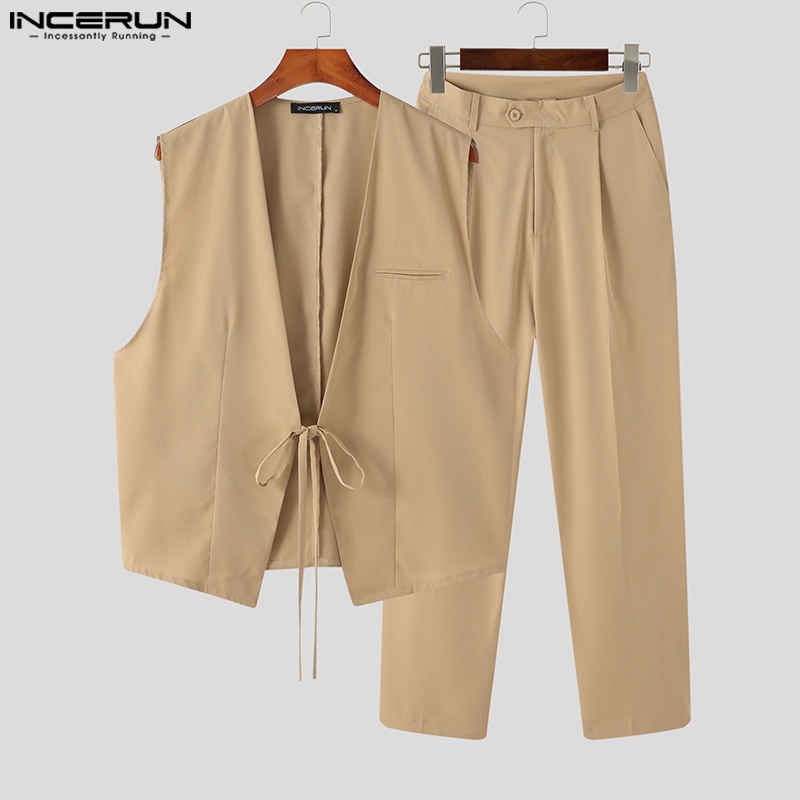 Set đồ INCERUN gồm áo khoác blazer và quần dài phong cách công sở cho nam