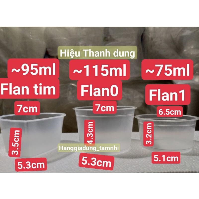 bán lẻ 5/10 hộp flan kèm nắp nhiều loại size