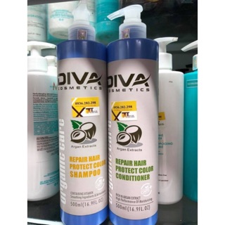 Dầu Gội Xả Phục Hồi và Giữ Màu Diva 500ml cho tóc nhuộm chắc khỏe.