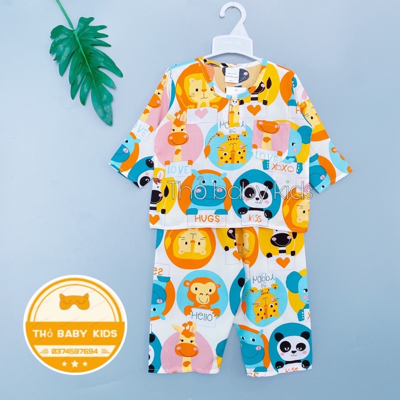 Bộ lanh mặc nhà bé trai tay dài quần dài hàng thiết kế shop thỏ baby kids