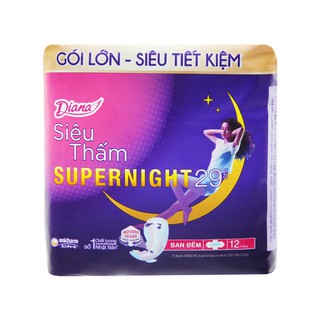 Băng vệ sinh ban đêm Diana Super Night siêu thấm chống tràn 12 miếng 29cm