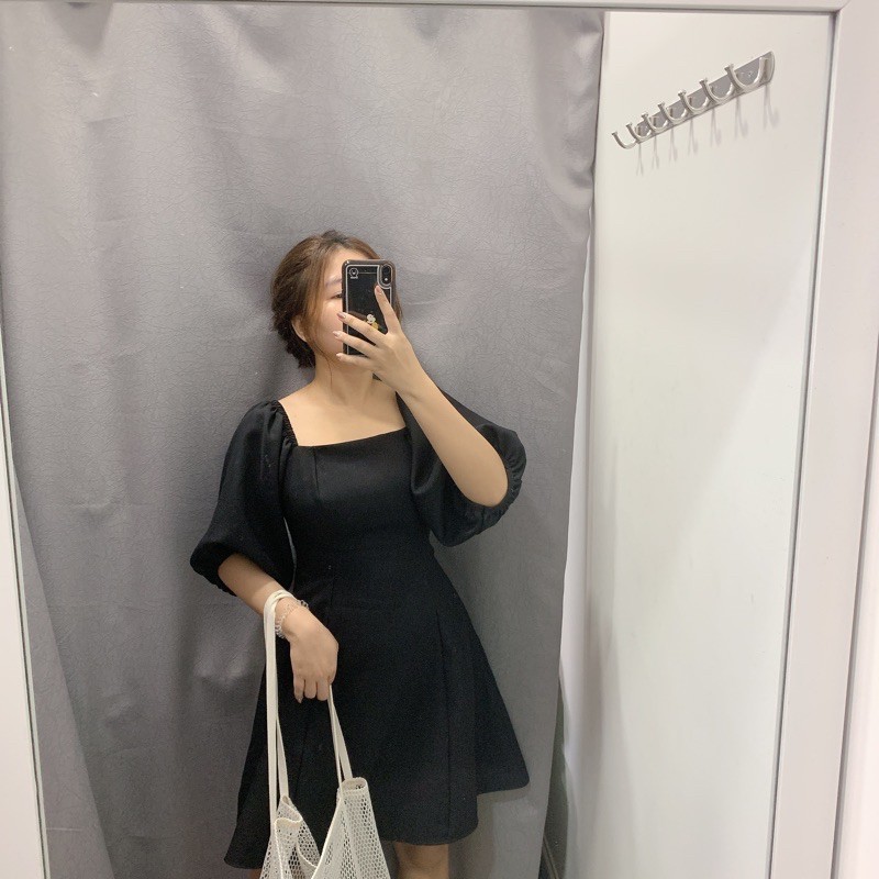 (Có ảnh thật) Đầm xòe cổ vuông tay lỡ phồng vải thun mềm mịn, phù hợp với mọi lứa tuổi mọi vóc dáng dễ phối trang phục | BigBuy360 - bigbuy360.vn