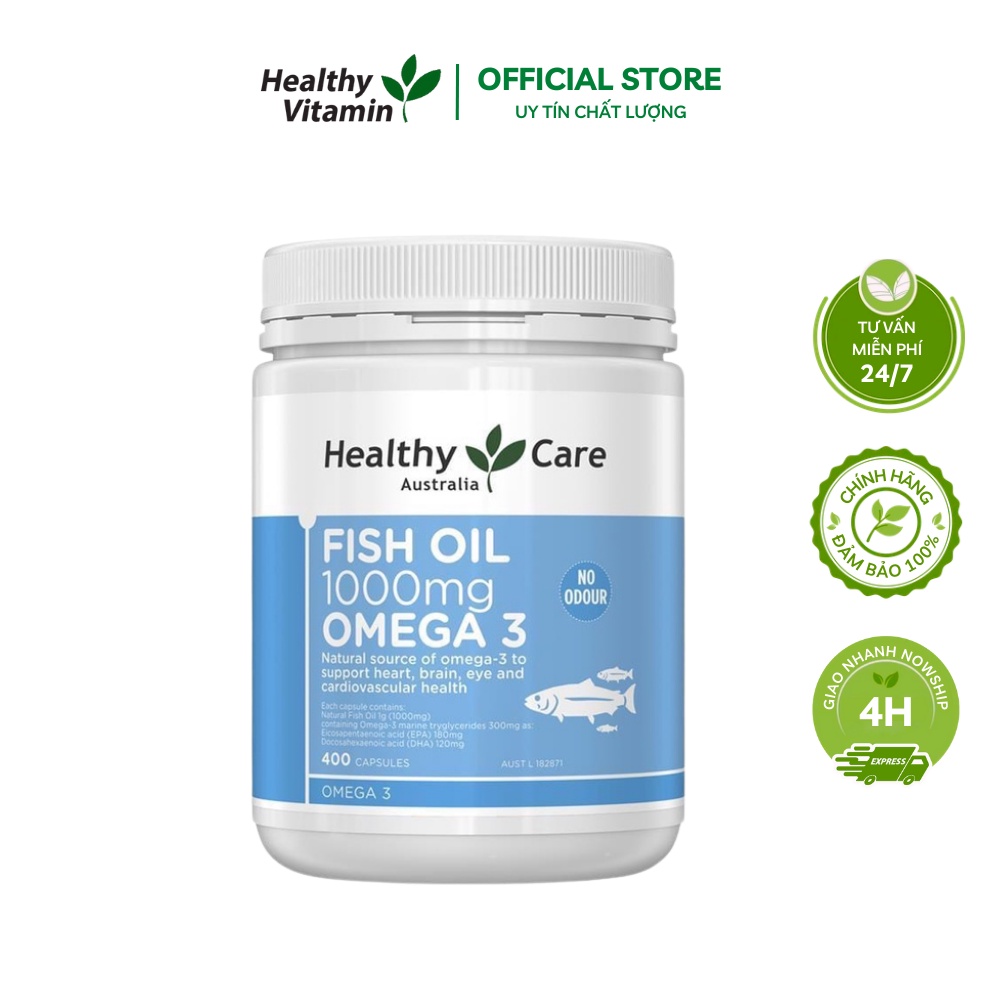 Dầu Cá Tự Nhiên Fish Oil Healthy Care Omega 3 1000mg, 400 viên