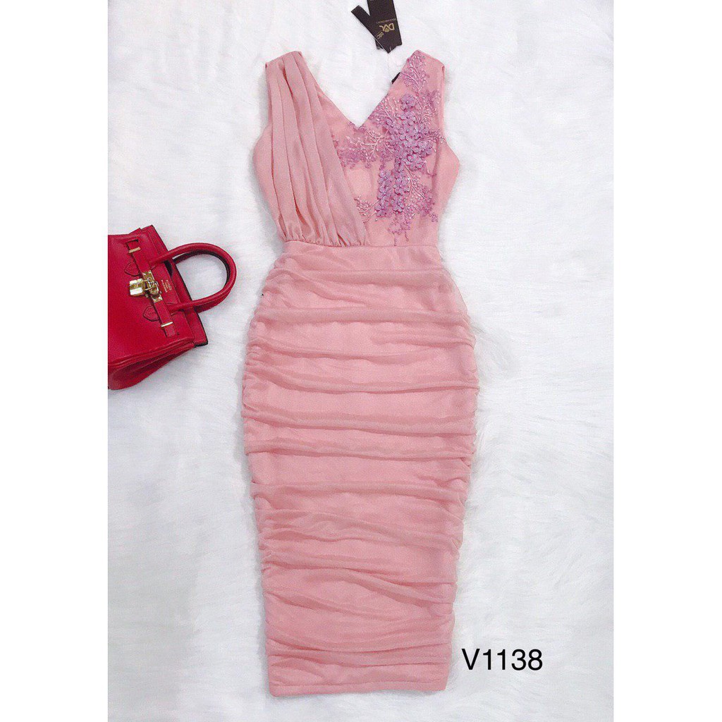 [ xả kho ] MiD Đầm hồng hoa 3D V1138 Mie Design kèm ảnh thật