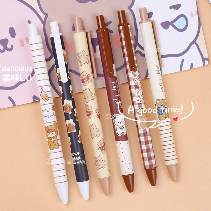 Bút Mực Nước Mực Đen Ngòi 0.5mm Hình Gấu Dễ Thương Cho Học Sinh / Nhân Viên Văn