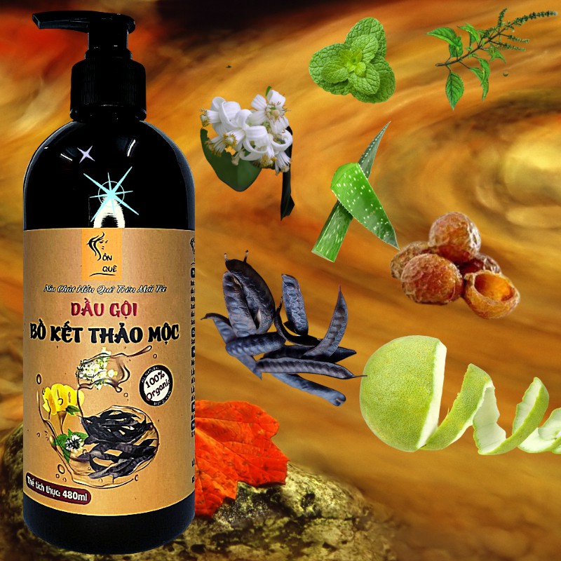 Dầu gội Bồ Kết Thảo Mộc - Hồn Quê 480ml