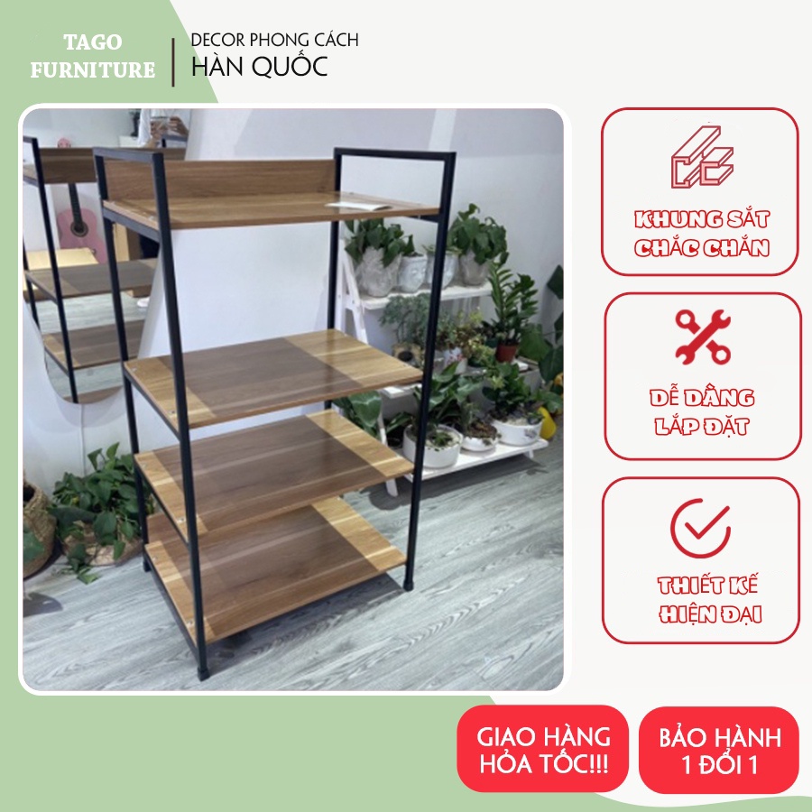 Kệ bếp để lò nướng, kệ lò vi sóng 4 tầng đa năng khung sắt từ gỗ MDF phủ Melamine 60x30x110 TAGO ND20