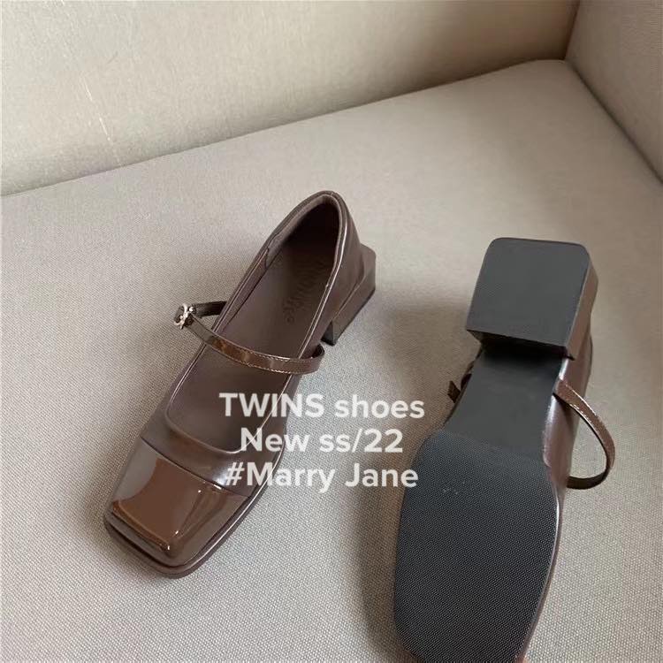 [Sẵn kho] Giày búp bê Marry Jane quai cài đế vuông 5cm Vintage phiên bản Hàn mới nhất siêu êm chân