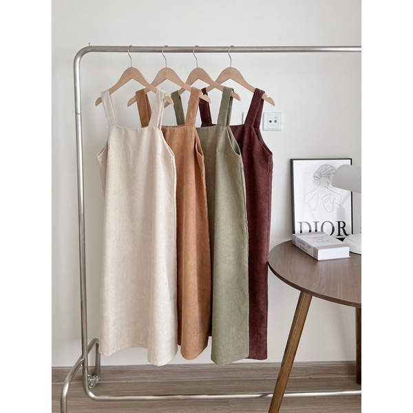 [Ảnh thật/Video]Yếm nhung Yakun mới thiết kế dáng dài Hàn Quốc Váy hai dây dáng basic