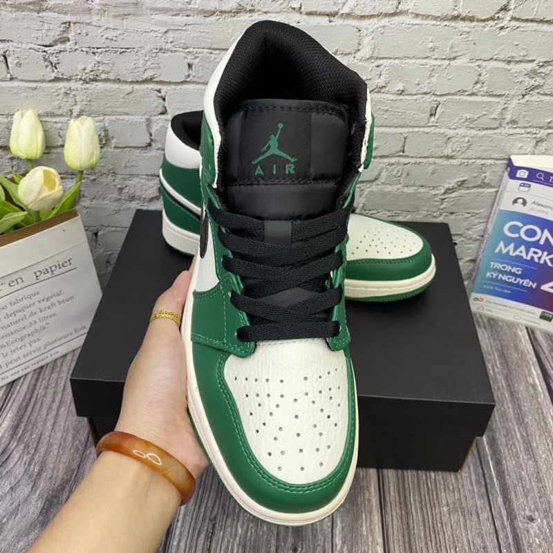 Giày Thể Thao Nam Nữ Jordan 1 Mid 'Pine Green', giày sneaker thời trang
