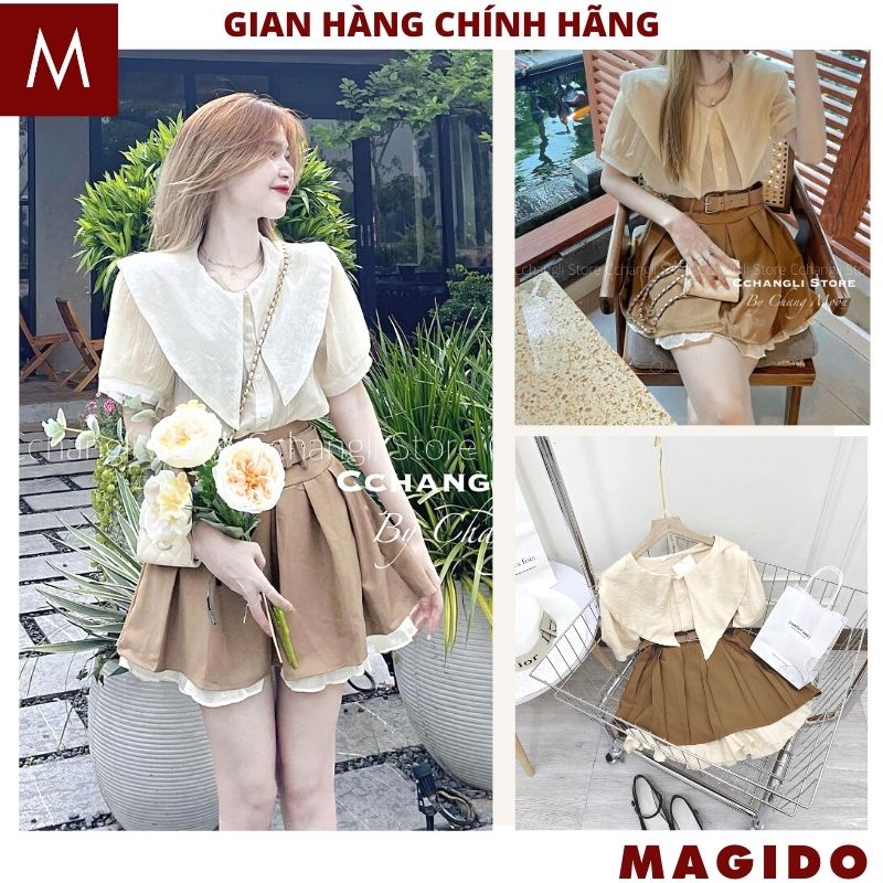 Sét 3 món áo sơ mi mix chân váy phối voan tặng kèm dây lưng kiểu dáng hàn quốc tiểu thư dễ thương ulzzang ,đầm dự tiệc